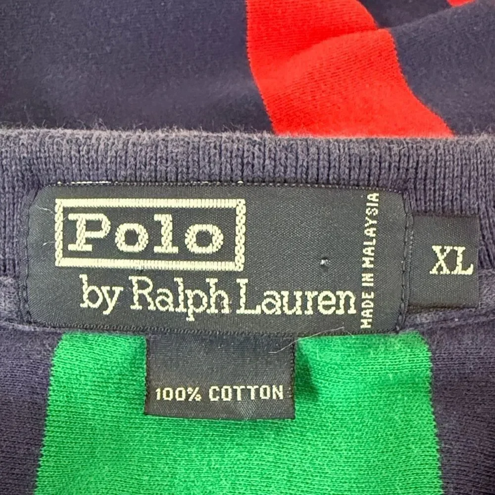 Polo Ralph Lauren Vintage Red Green Blue Striped Polo Shirt